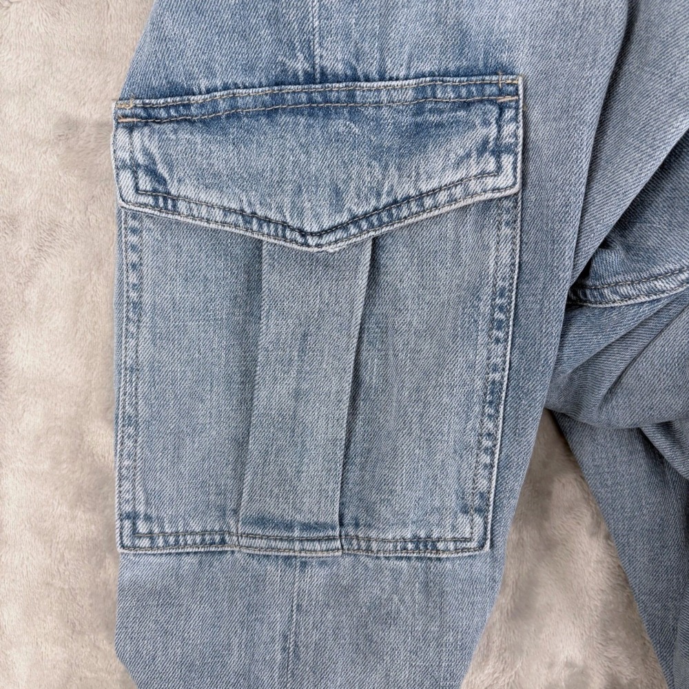 Gap Cargo Jeans Womens 14/32R (Fits 34x30) High Rise Light Wash Wide Leg Baggy - Picture 13 of 13